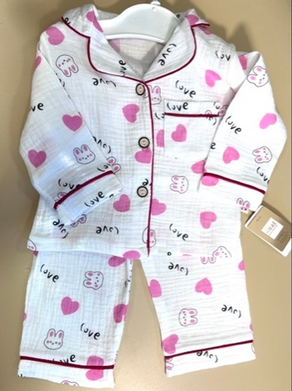 Пижама муслиновая для девочки с длинным рукавом