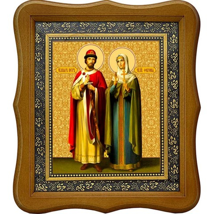 Петр и Феврония Муромские благоверные чудотворцы. Икона на холсте.