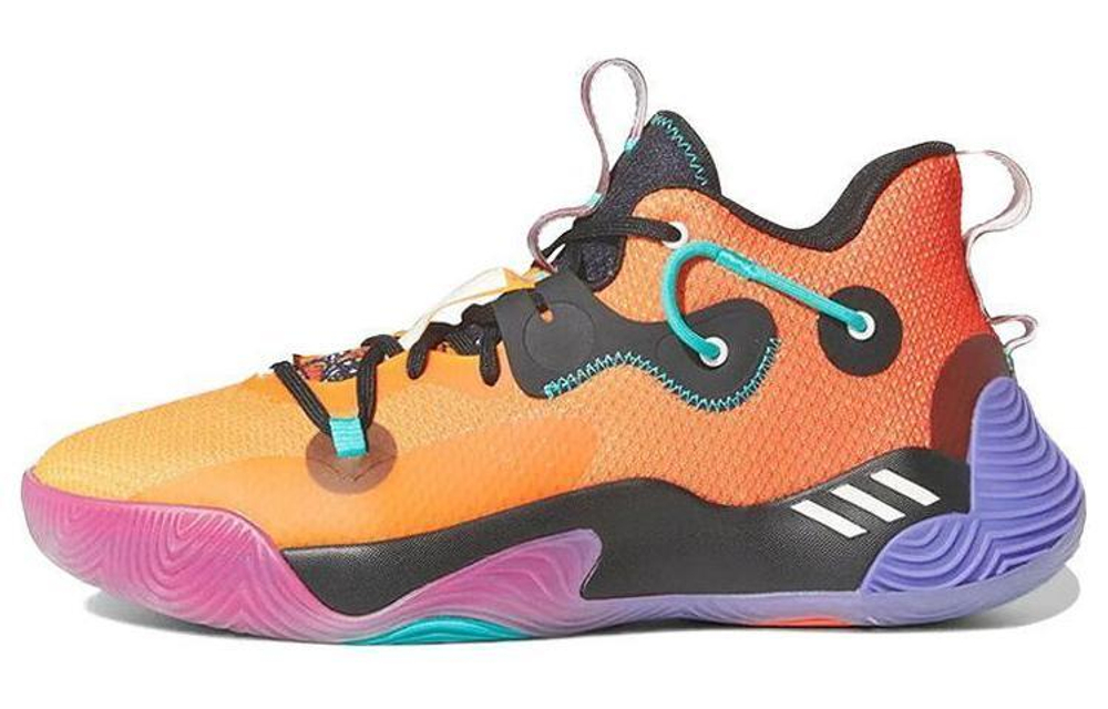 Adidas Harden Stepback 3 sports comfortable non-slip wear-resistant mid-top basketball shoes men's orange purple black