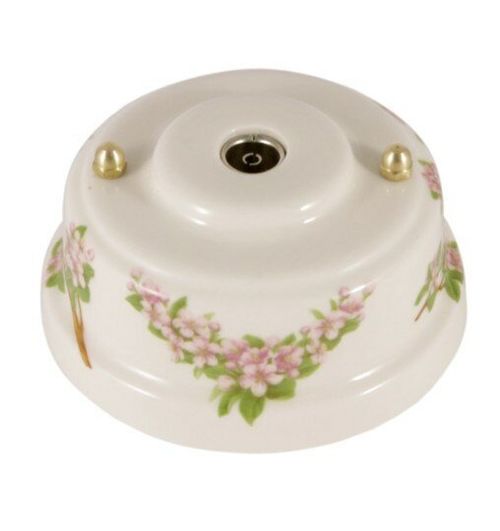 Розетка ТВ ретро керамическая розовые цветы, Leanza Fiori Rosa РТОРЗ / Оконечная
