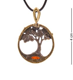 AM-3355 Подвеска «Древо Счастья» (латунь, янтарь)