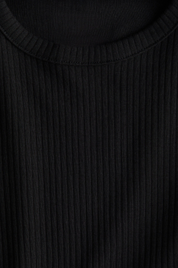 H&M Хлопковый топ в рубчик, черный