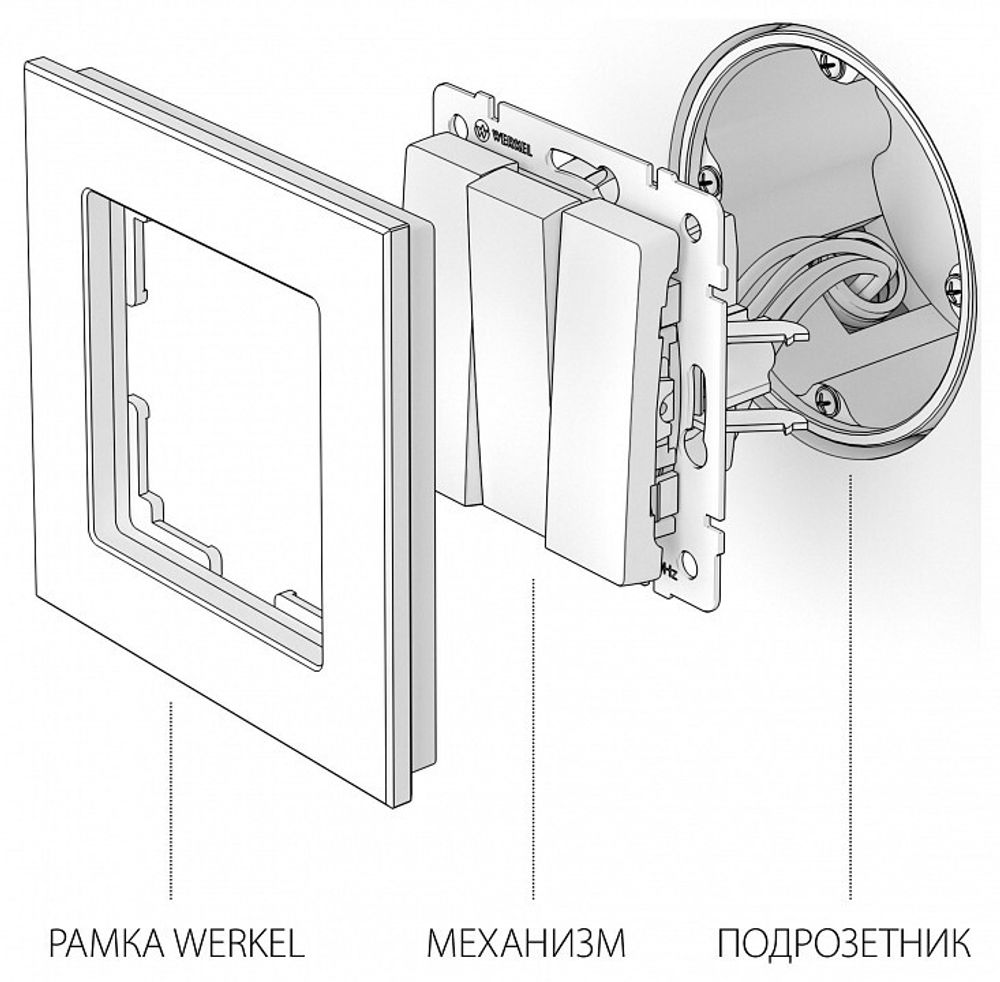 Выключатель трехклавишный без рамки Werkel черный матовый W1130008