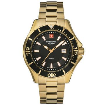 С браслетом Мужские наручные часы с золотым браслетом Swiss Alpine Military 7040.1117 diver 45mm 10ATM