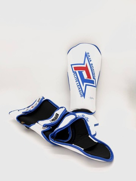 Защита голени Raja boxing, бело-синяя