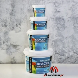 Краска Влагостойкая акриловая супербелая 3 кг AKRIMAX для помещений с повышенной влажностью, для стен, для кухонь, для ванных комнат, Матовое покрытие, белый