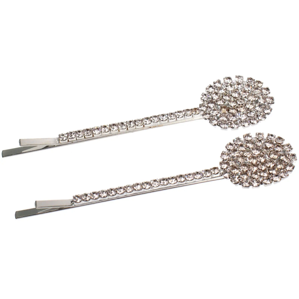 Невидимки для волос 2шт «Кристалы Агоры», стразики, цвет серебро, 6,5см (блистер и пакет с подвесом)