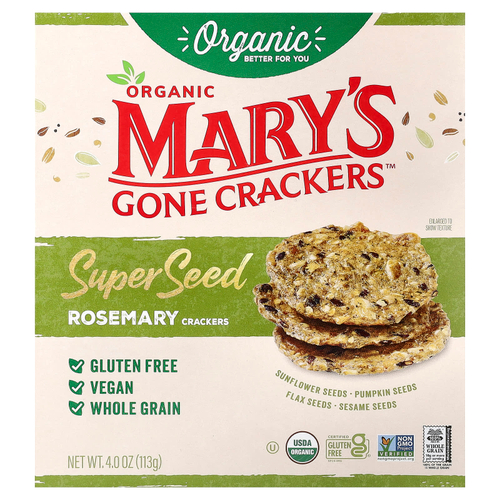 Mary's Gone Crackers, органические крекеры из суперсемена, розмарин, 113 г (4 унции)