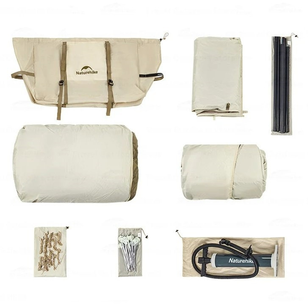 Палатка Naturehike Gen Air 7.0 Car 5-местная, надувной каркас, бежевая