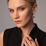 Кольцо с Рубеллитом и Бриллиантами, Эмаль, R0143-09/1