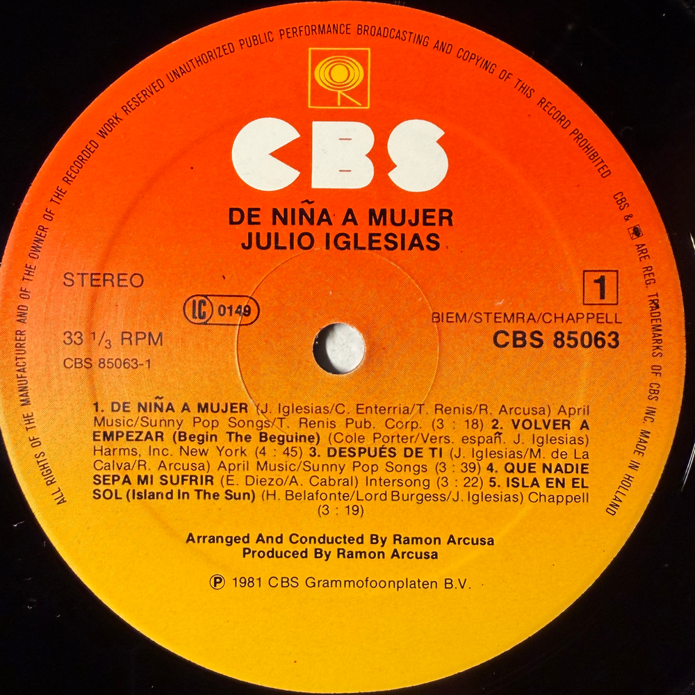 Julio Iglesias - De Nina A Mujer (Голландия 1981г.)