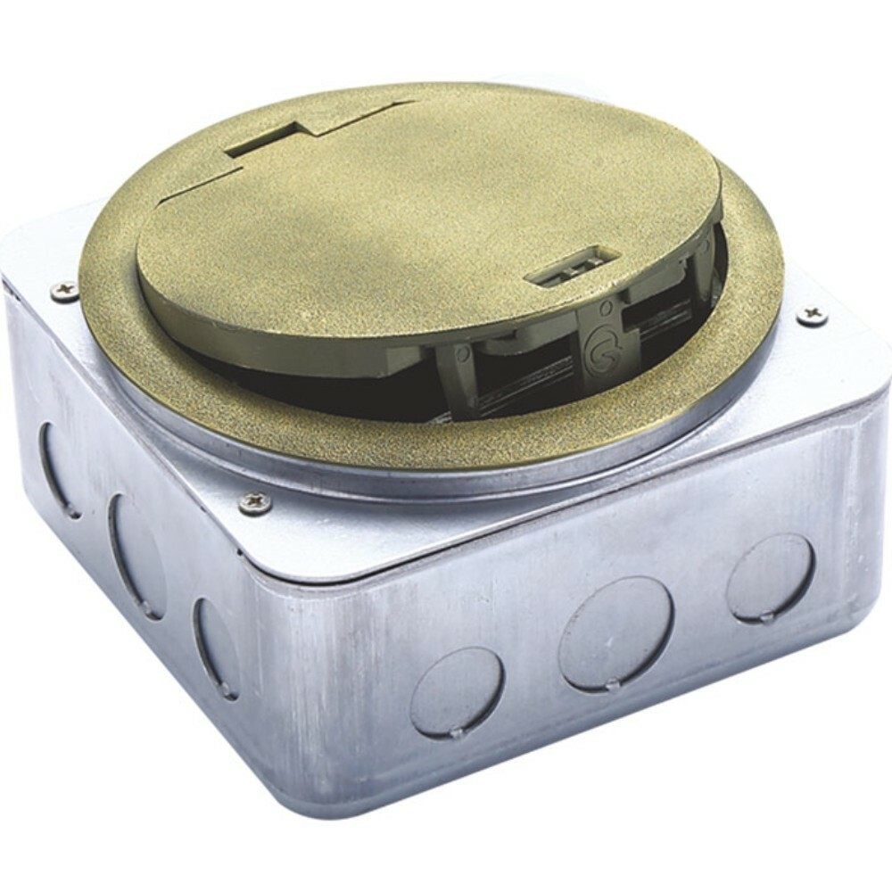 Лючок в пол 4 мод. (2 мод. 45х45 мм.),  античная латунь,  круглый,  металл,  IP65