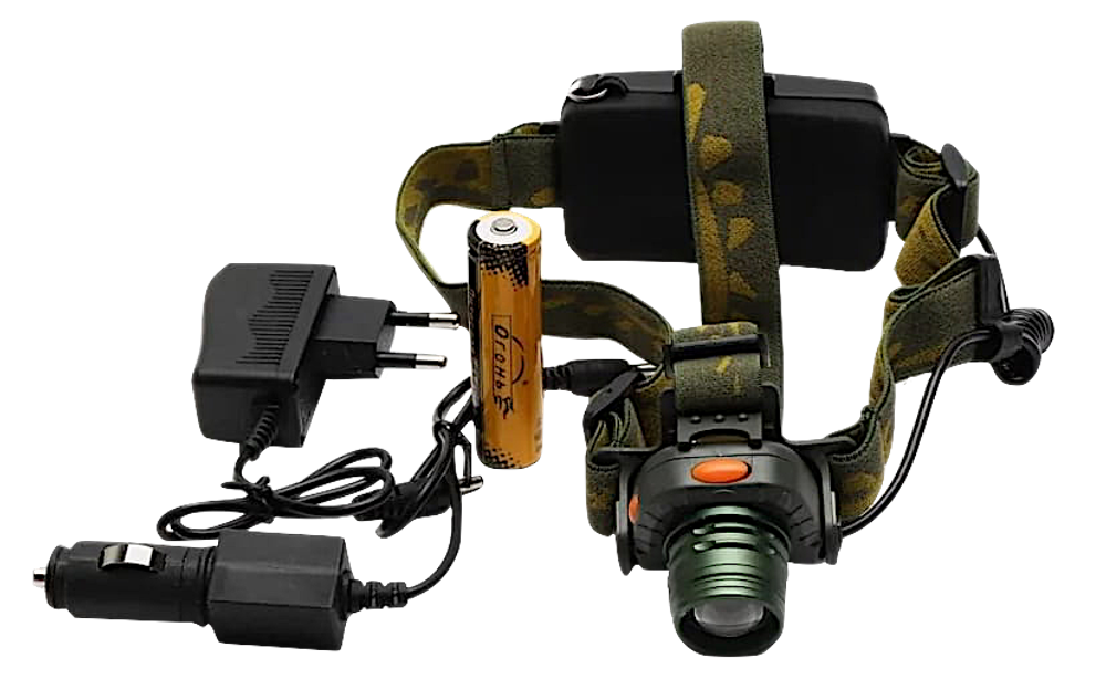 Фонарь Налобный Огонь HT-427 с датчиком движения 1х18650 Зарядка авто + 220В