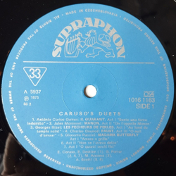 Винтажная виниловая пластинка LP Caruso's Duets (Чехословакия 1986)
