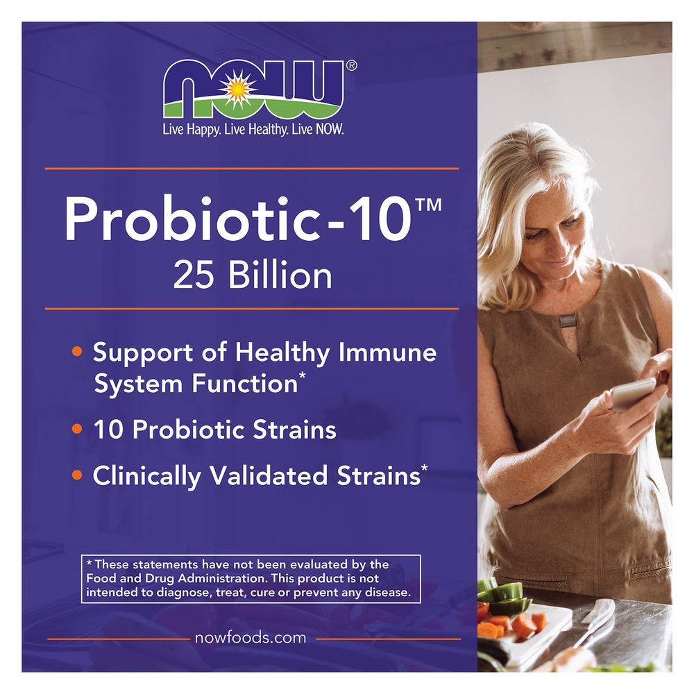 NOW Foods, Probiotic-10™, 25 млрд, 50 растительных капсул