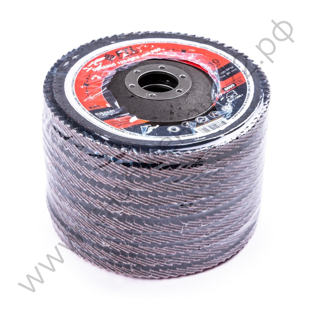 Круг лепестковый с керамическим абразивом для шлифования по нержавеющей стали FTL Everest 29 125 х 22,2 мм P80