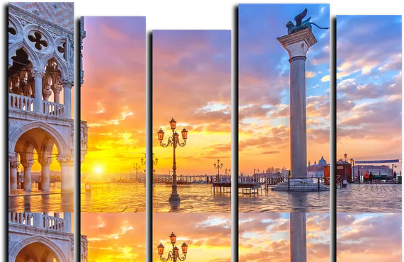 Модульная картина "Рассвет на набережной"