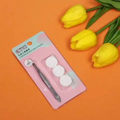 Аксессуары для макияжа 4шт «Beauty Bar», микс два цвета, пинцет и три маски, 13,5*6,5см.