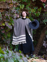 Бохо-накидка из фактурного хлопка (черный с полосами/ромб)