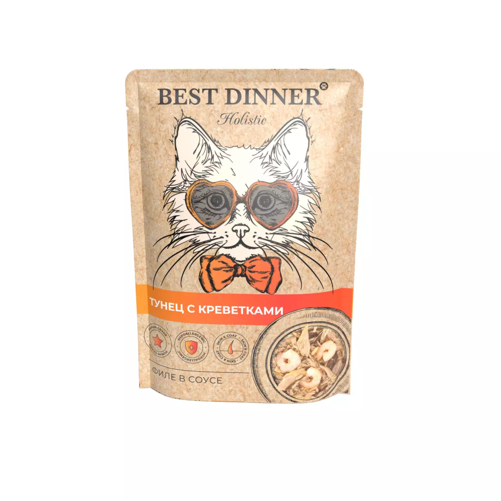 Best Dinner Holistic пауч Тунец с креветками в соусе 70 гр (Тайланд)