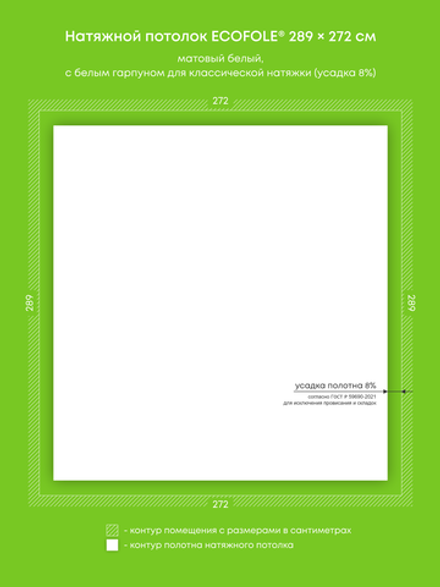 Матовый натяжной потолок 7.9 м2