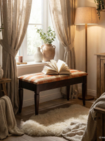 Банкетка Мебелик Вивальди М с ящиком средне-коричневый, ткань полоса коричн.