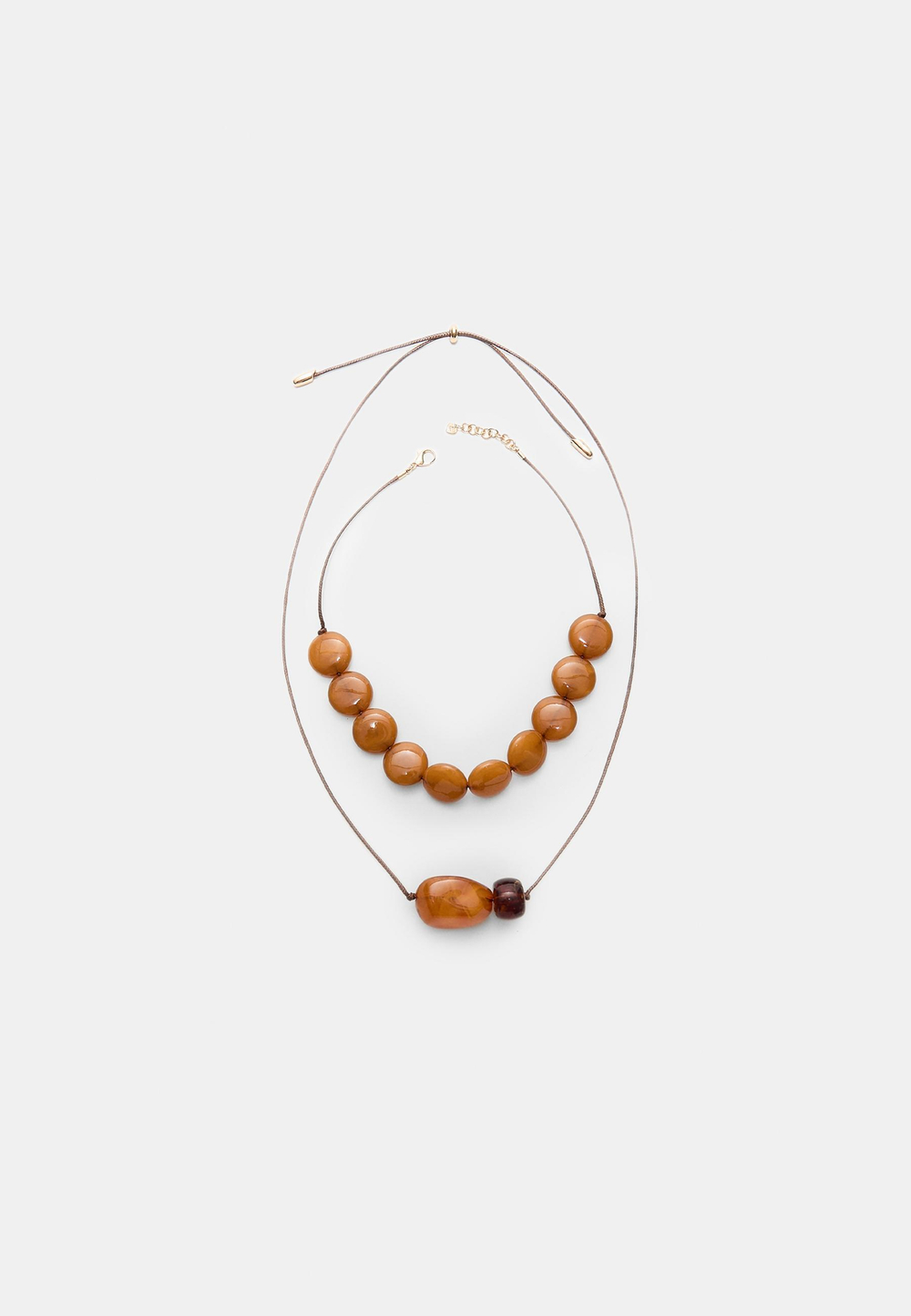 STRADIVARIUS Набор из 2 ожерелий из бисера, горчичный