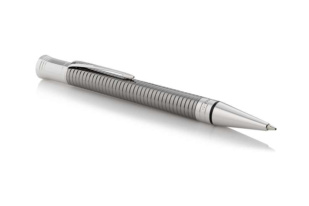 Шариковая ручка Parker Duofold Prestige Centennial, Ruthenium Chiselled CT, MBlack