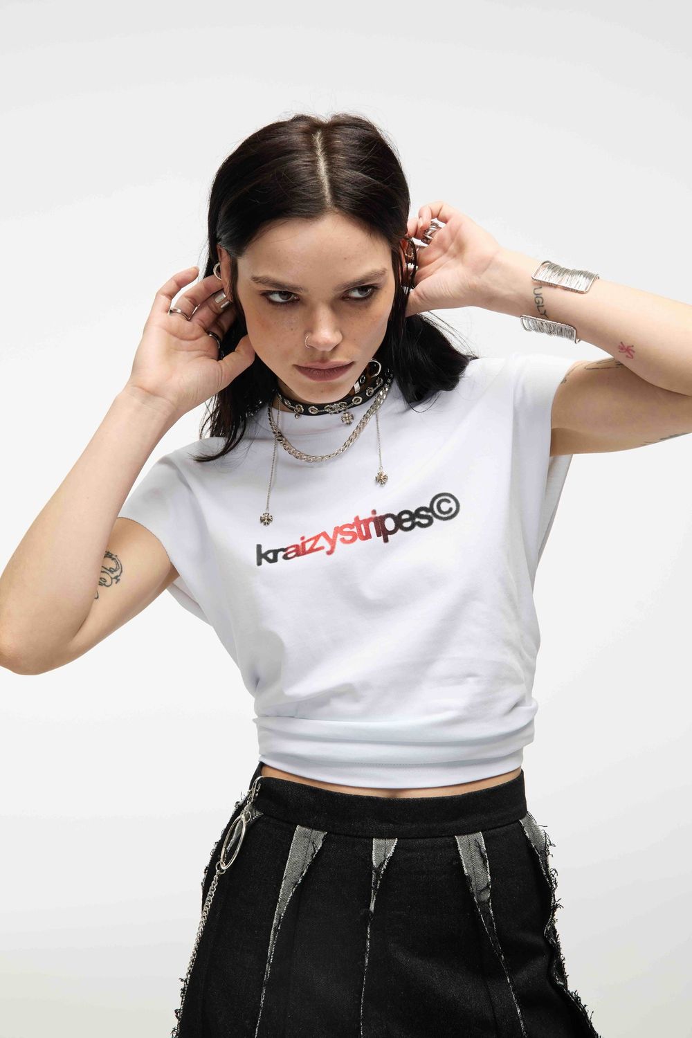 Футболка Kraizy Stripes Без рукавов Logo белая