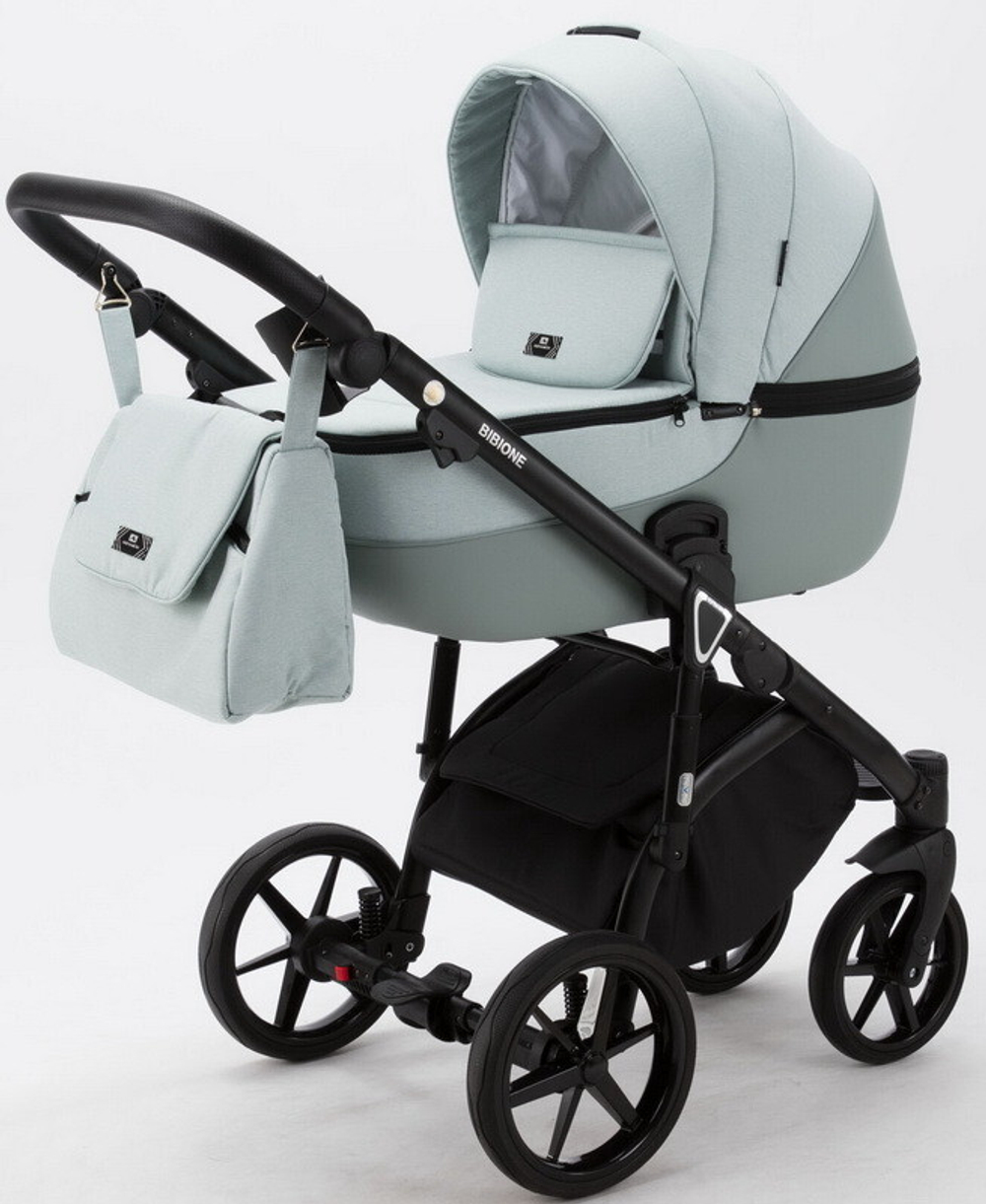 Детская коляска Adamex Bibione 3 в 1 BI-PS25 (СЕРО-ЗЕЛЕН+СЕРО-ЗЕЛЕН.КОЖА)