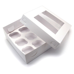 Коробка для 9 капкейков с окном крышка/дно (Белые), 25*25*10 см