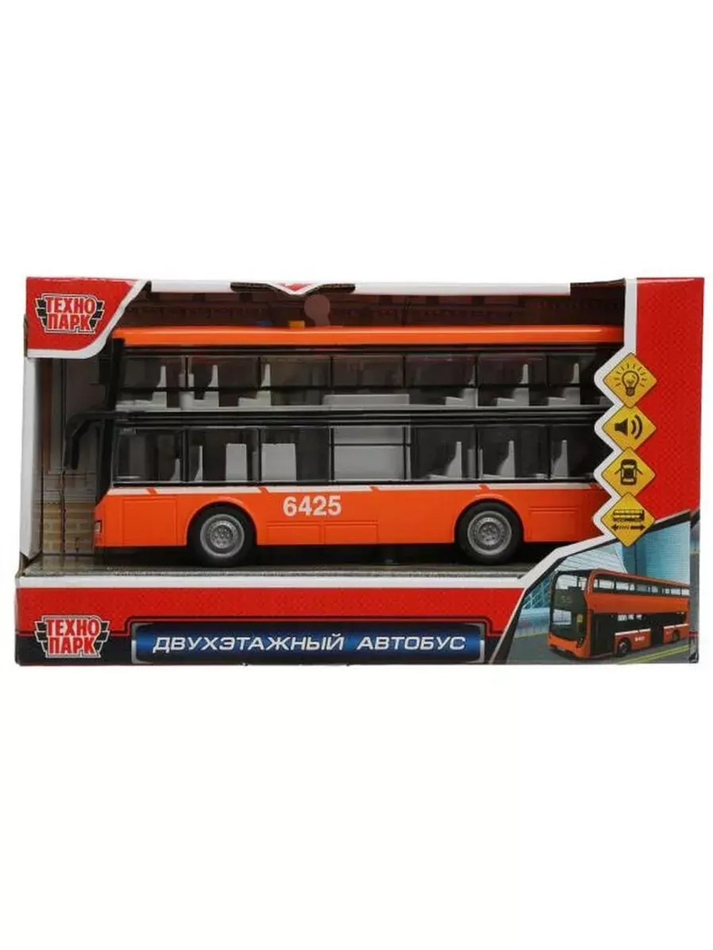 Игрушечный транспорт Двухэтажный автобус звук свет 29 см
