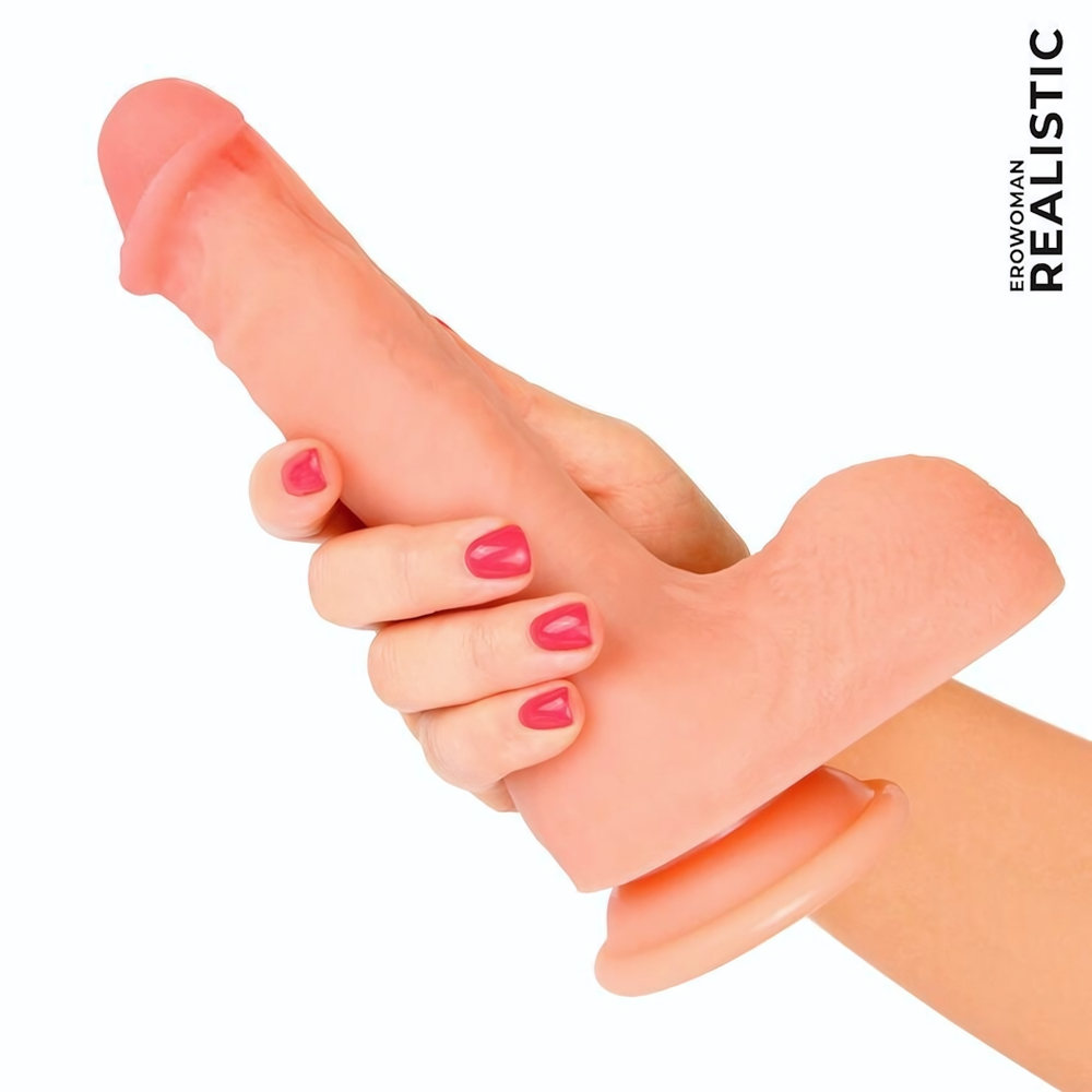 Телесный фаллоимитатор на подошве-присоске - 21 см. (Цвет: телесный)