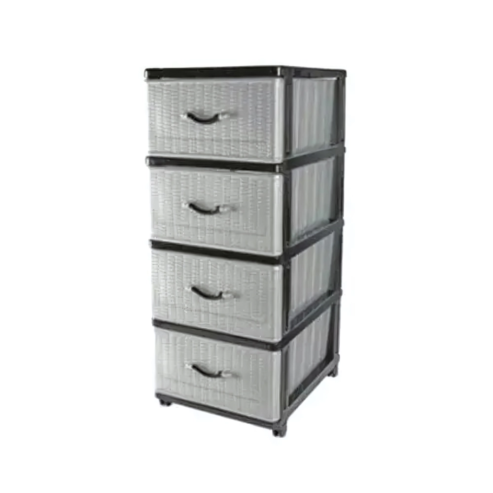 Комод 4-х секционный Панельный черно-серебро