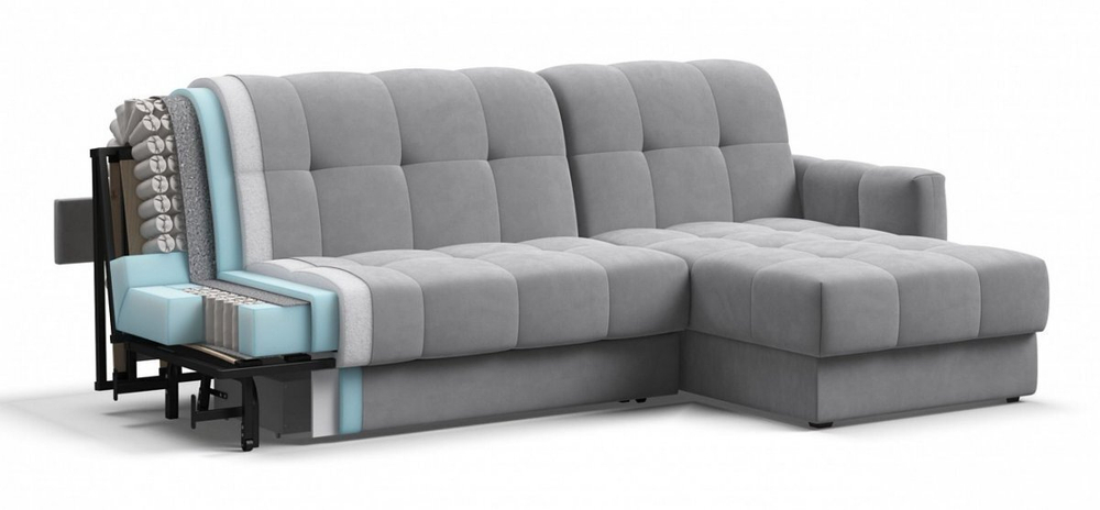 Угловой диван Босс Слип 160 Велюр Монолит сталь