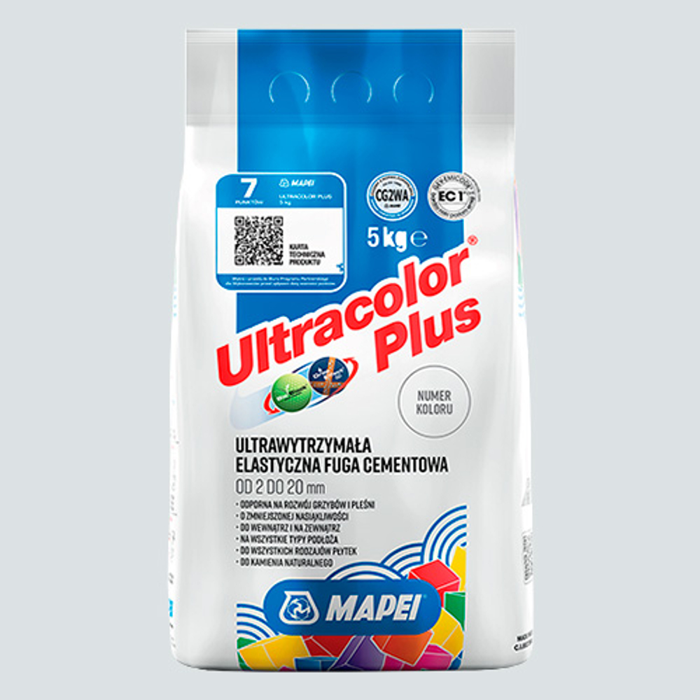 Затирка швов цементная Mapei Ultracolor Plus №111 Светло-серый 5кг