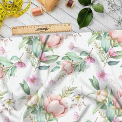 Ткань ниагара розовые бутоны