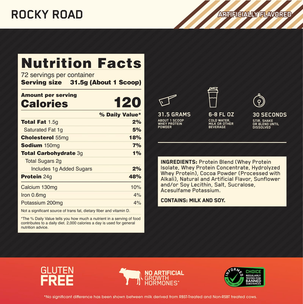 Optimum Nutrition, Gold Standard 100% Whey, сыворотка со вкусом шоколадного мороженого, 2,27 кг (5 фунтов)