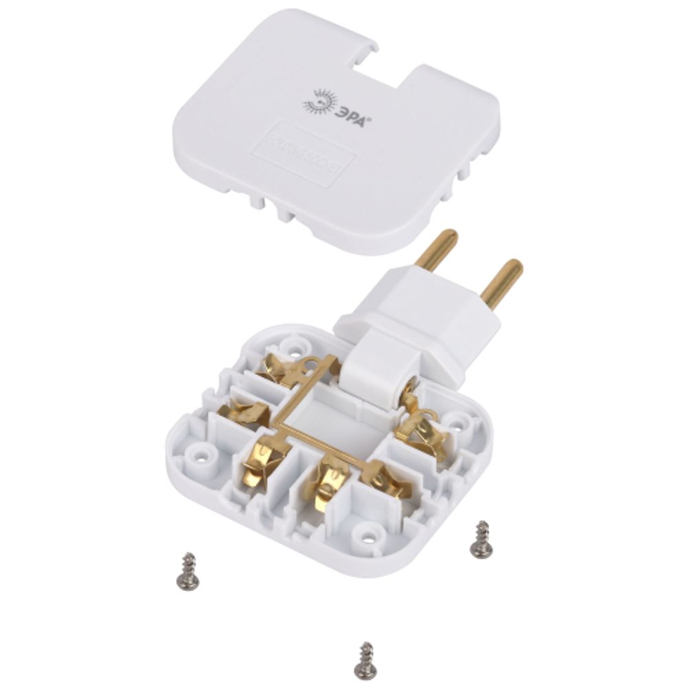 Разветвитель электрический ЭРА SPF-3-FL поворотный на 3 розетки 10А белый | Тройники