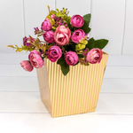 Коробка Ваза для цветов 14.5х14.5х15 см с ручками (Золотой)