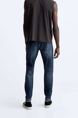 ZARA ДЖИНСЫ SKINNY С РАЗРЕЗАМИ, МОРСКОЙ СИНИЙ