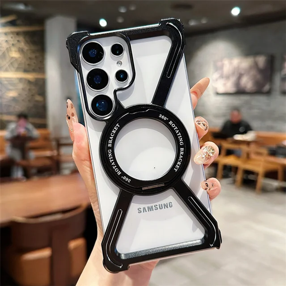 Чехол для Samsung S25 Ultra Minimalist, 360 поворотная подставка алюминиевая