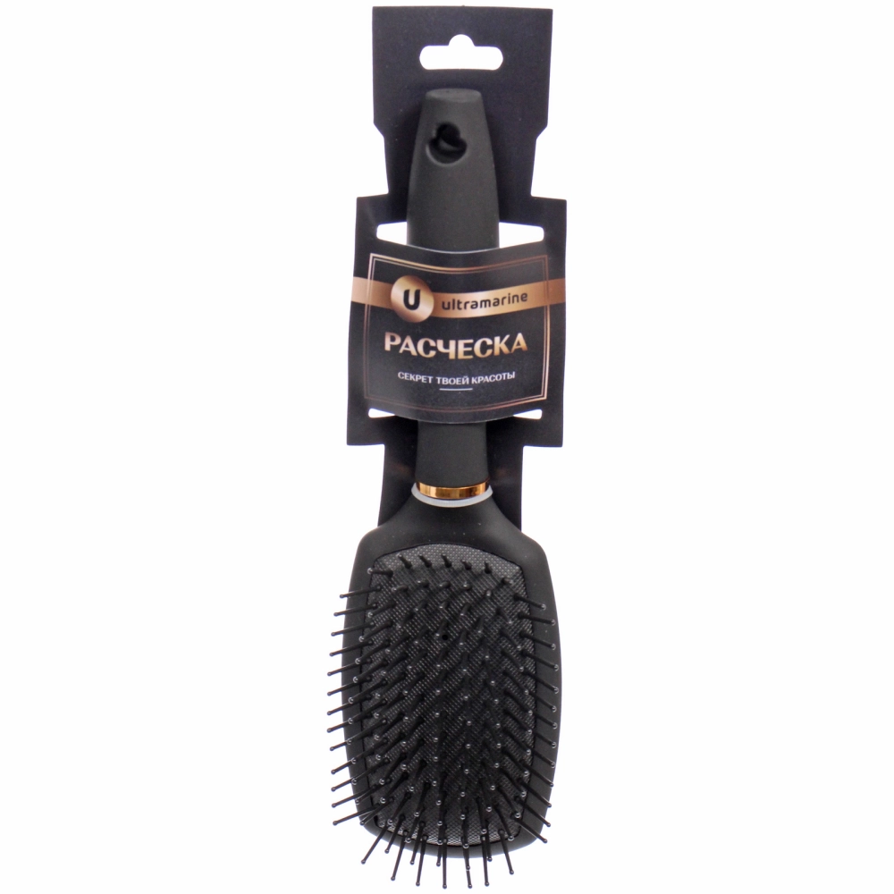 Расческа массажная «СЕКРЕТ ТВОЕЙ КРАСОТЫ», цвет черный, матовое покрытие, 6,8*24см