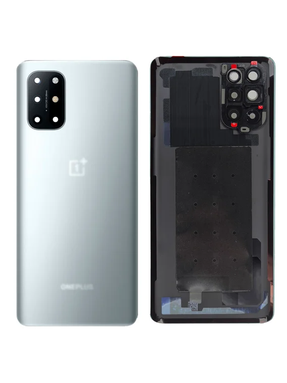 Задняя крышка для OnePlus 8T серебристая матовая (Lunar Silver) со стеклом камеры