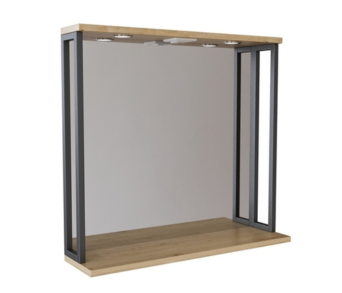 Зеркальный шкаф "БРУКЛИН" 80 Дуб Бунратти с подсветкой ЛОФТ (ЛДСП)