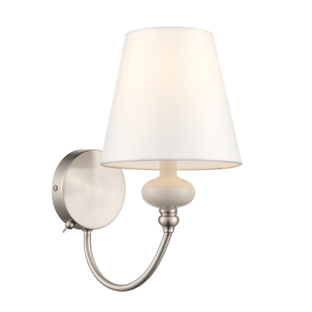 8283/1W CLASSI никель/белый, металл/керамика/текстиль Бра Е14 1*40W 220V KENTUKI