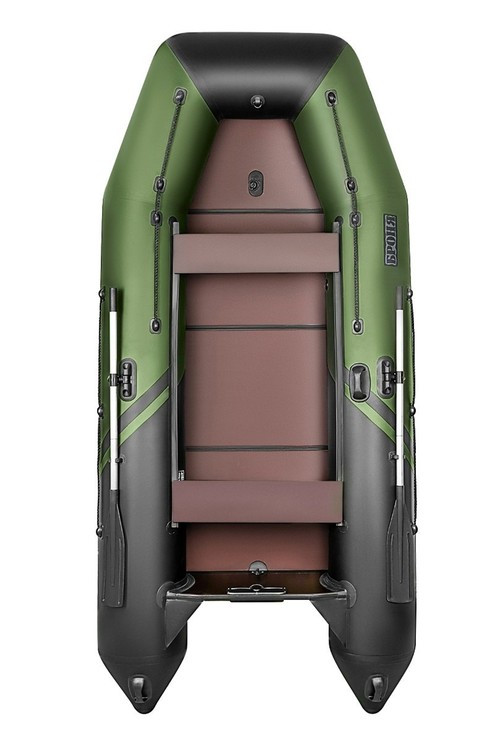 Броня-340 СК слань+киль зеленый-черный (Лодка ПВХ под мотор с усилением)