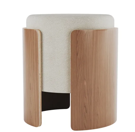 Пуф Lagom (молочный, натуральный дуб)