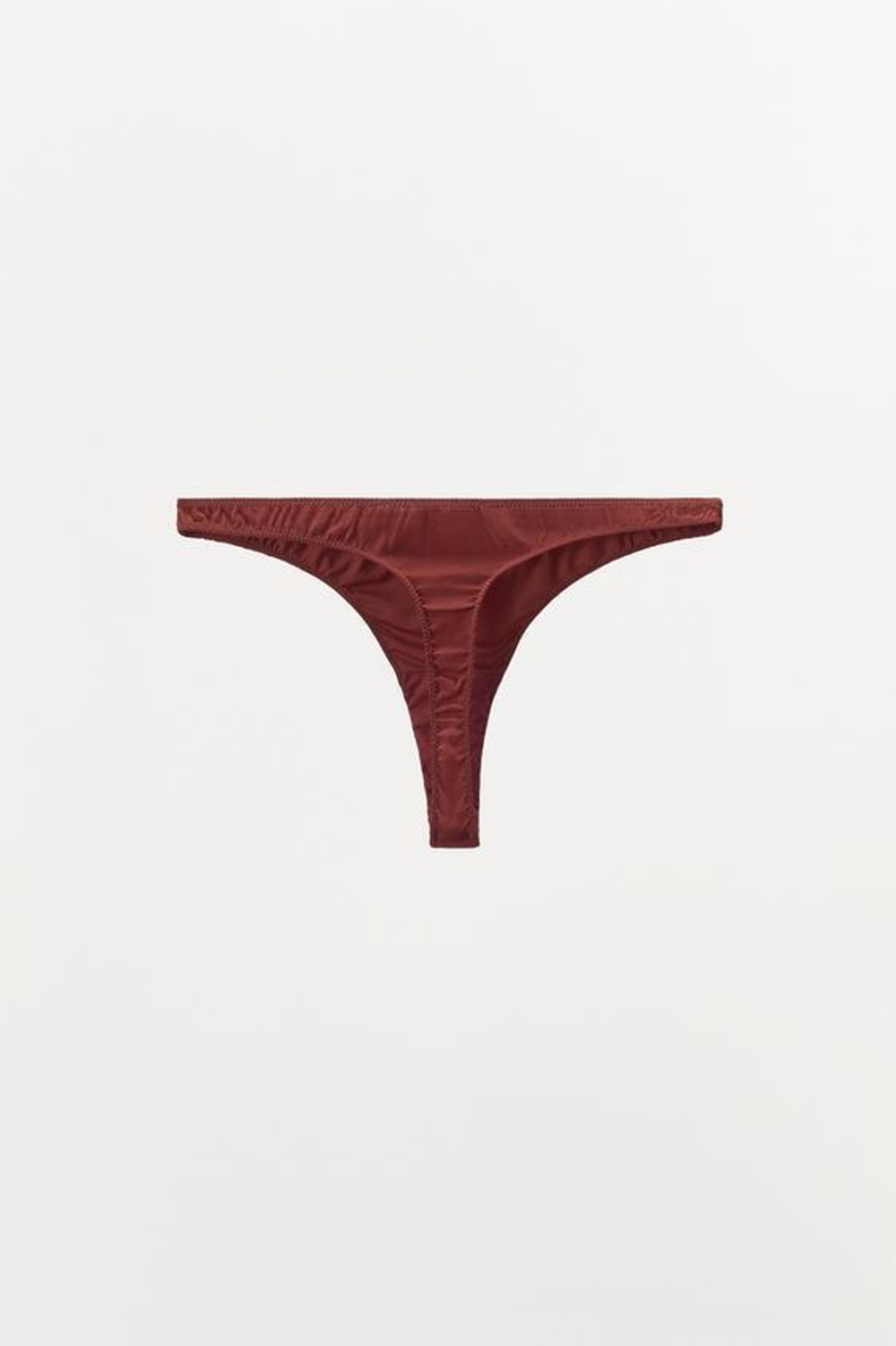 ZARA ТРУСЫ-ТАНГА С ШЕЛКОМ, ГРАНАТОВЫЙ