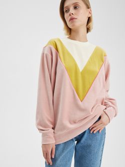 Свитшот с угловой вставкой пудра/горчица